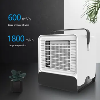 

Mini USB Portable Air Conditioner Air Cooler Humidifier Purifier Light Desktop Air Cooling Fan for Office Home Black/White