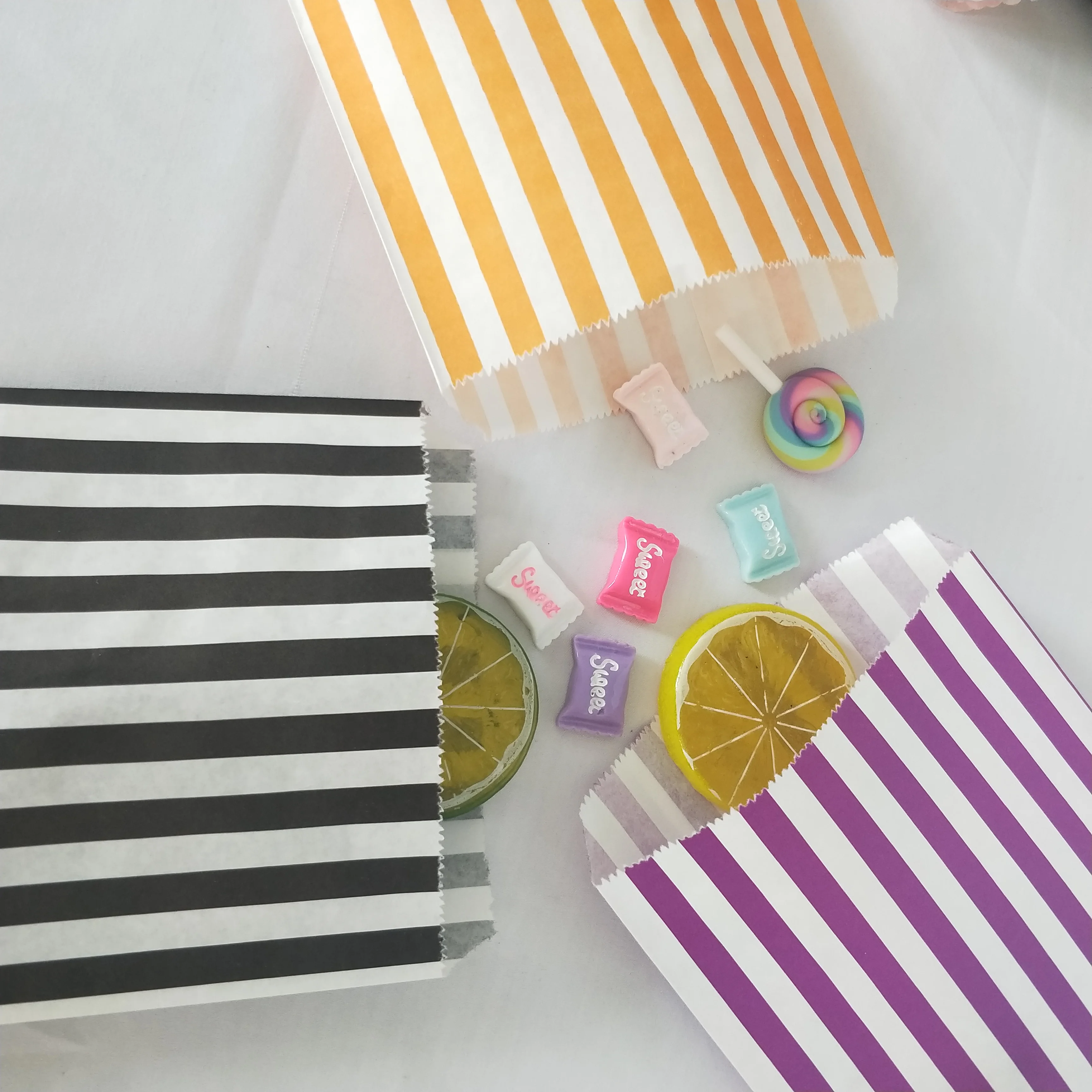 100 AQUA CANDY STRIPE PAPER PARTY GIFT SWEET BAGS 5" x 7" CANDY CART 