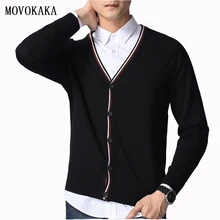 Модный вязаный Повседневный свитер, Мужской Хлопковый кардиган, мужской свитер с v-образным вырезом, мужской кардиган с длинным рукавом, свитера для мужчин размера плюс, свитера