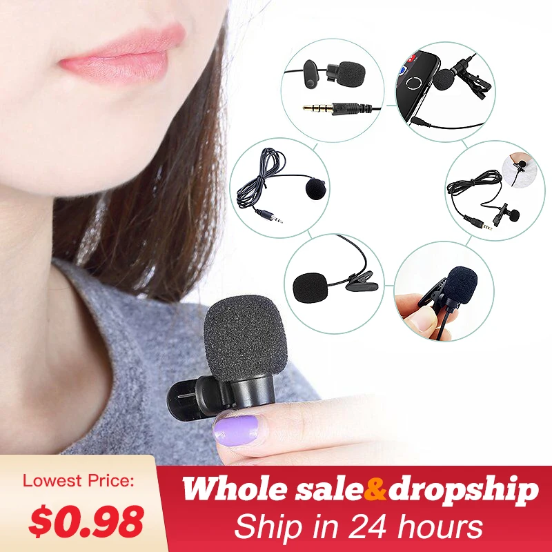 

1.5m Mini Portable Stereo HiFi Sound Quality Condenser Microphone Clip-on Lapel Lavalier Mic Wired Professional For Phone Laptop