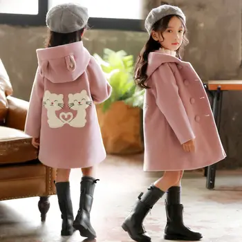 

Girls Clothes Autumn and Winter 2020 New Children Fashion Cartoon Thick Warm and Medium Long Woolen Coat Jackets 4-12 Year
