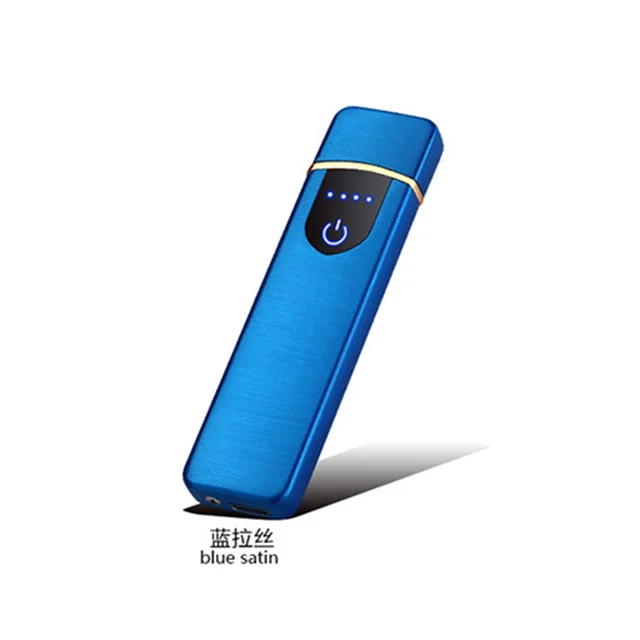 USB перезаряжаемая ветрозащитная беспламенная Электронная зажигалка ультра тонкая сигаретная Зажигалка сенсорная Индукционная двухсторонняя зажигалка подарок - Цвет: C4  83mm