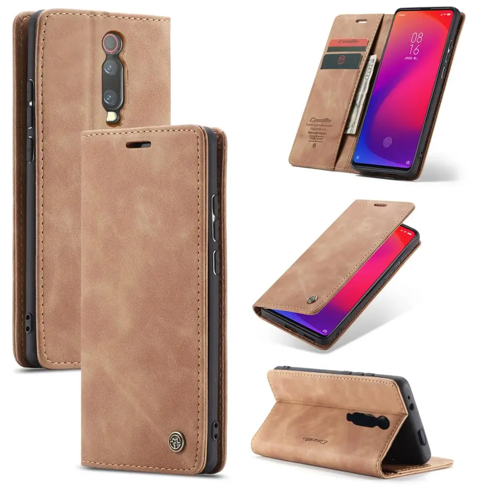 

MEGSHI Logo Leather Case For Xiaomi7 Redmi Note 8 Pro Magnetic Flip Wallet Cover Phone Shell Folding Case Holster Card Conque