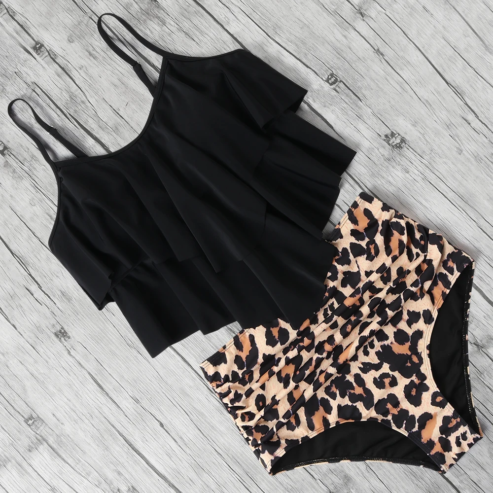 

Sexy Bikini 2020 Plus Size Bathing Suit Swimsuit Female Tummy Control Beachwear Halter Ruffle Bikini Set Swimwear Women Biquini