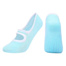 Calcetines de algodón de Yoga antideslizantes para mujer, medias deportivas con tirantes para chicas, Ballet, baile, Pilates, Ballet, 1 par