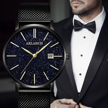 

Fashion Mens Watches Minimalist Starry sky Quartz Watch Men Business Casual Slim Mesh Waterproof Spoport Watch Relogio Masculino