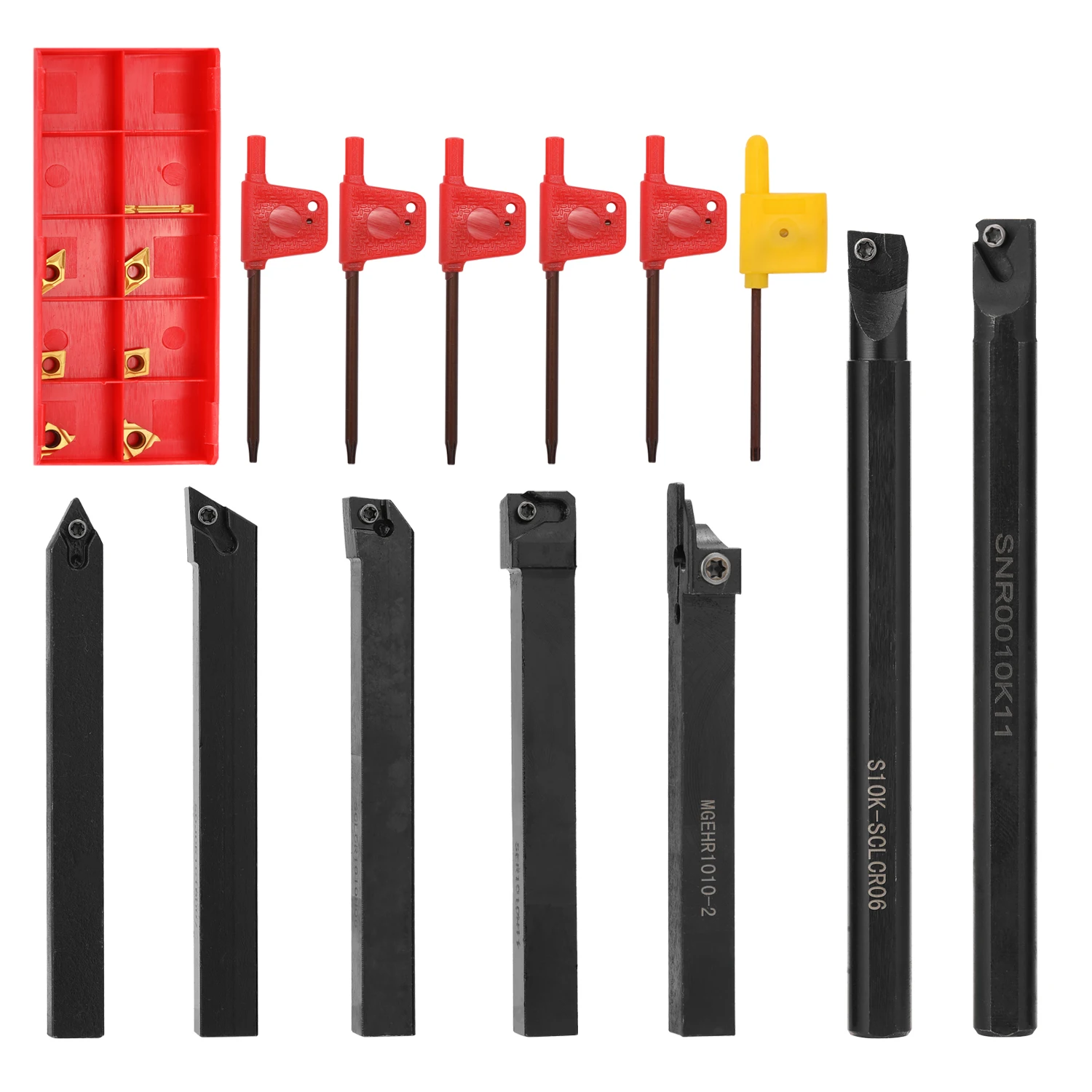 

7pcs 10mm Shank lathe tools lathe cutter Lathe Turning Tool Holder Boring Bar Metal Turning Rod Industrial with Carbide Inserts