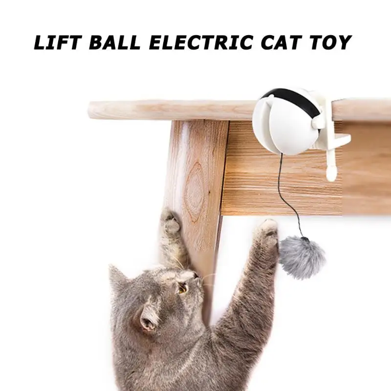 Electric Motion Cat Toy Funny Cat Teaser Toy Yo-Yo Lifting Ball Electric Flutter Rotating Interactive Puzzle Pet Toy For Cats