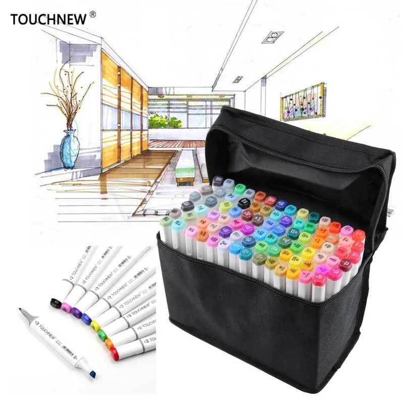 

TouchFive 30/40/60/80 Colors Markers Set Dual Headed Sketch Markers Oily Alcohol based ink Professional Art Supplies For Drawing