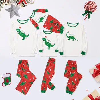 激安 2020新クリスマス服ダディーママ私手紙チェック柄トップブラウス + パンツファミリー服パジャマpijamas Familiaresナヴィダード