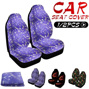 

2pcs Universal Car Front Seat Cover Polyester Cloth 3D Printing Fashion Patterns Autos full Cushion Fit For Most Cars