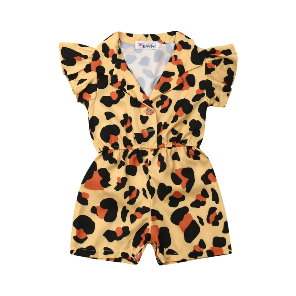 США, летняя одежда для маленьких девочек, леопардовый комбинезон с оборками, комбинезон, пляжный костюм