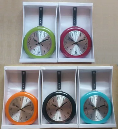 Fashion Creative 10 Inches Wall Clock Stainless Steel Clock Dial Flat-bottom Pot Metal Quartz Wall Clock