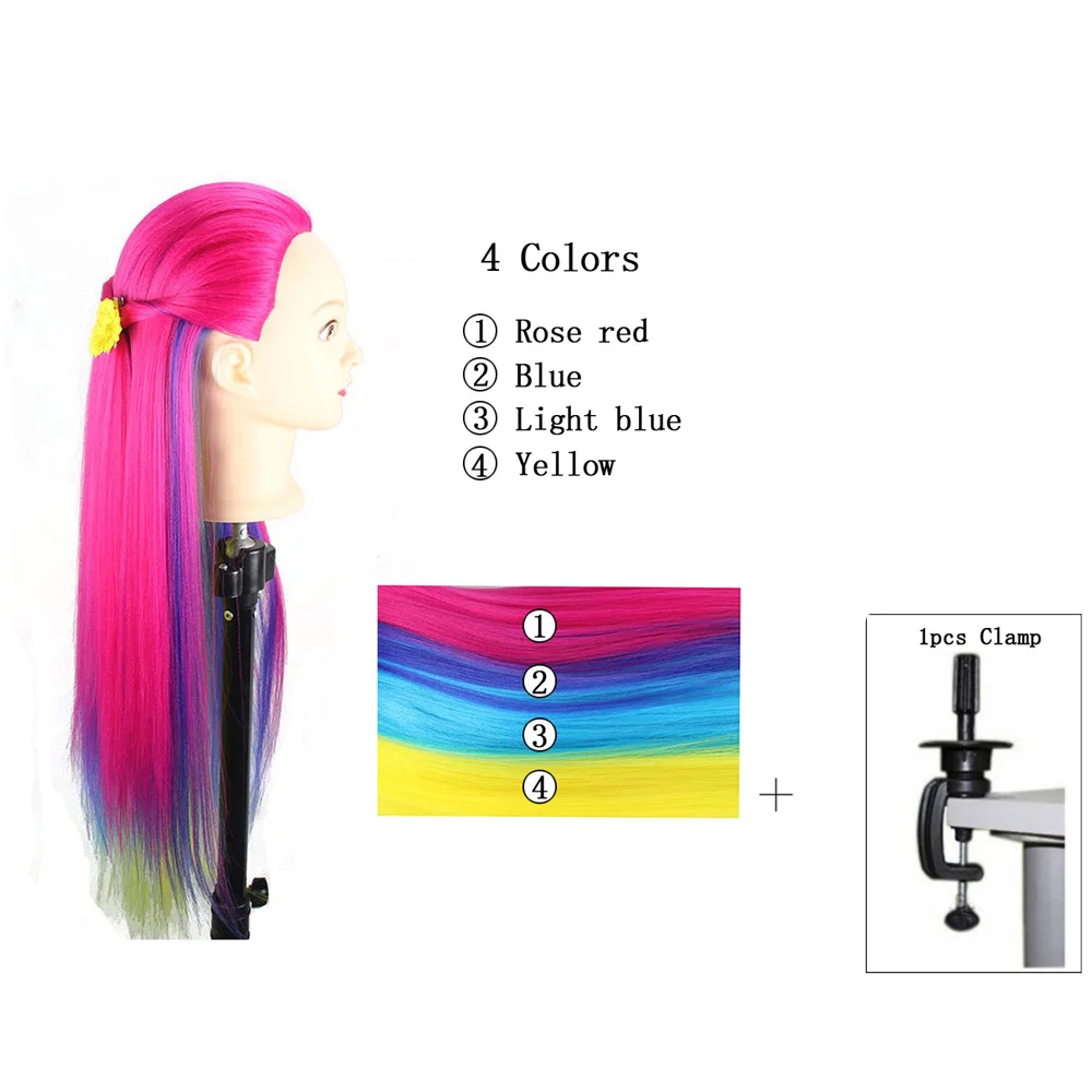 

60cm Yaki Synthetic Hair Training Head Hairdressing Practicing Manikin Head Hair Styling Model Mannequin Dummy Head + Clamp