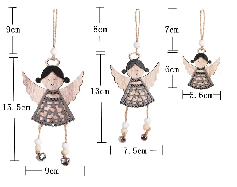 Деревянная подвеска в виде ангела, рождественская елка, украшение в виде колокольчика, рождественские украшения для дома, новогодние, рождественские, вечерние, Декор, подарок