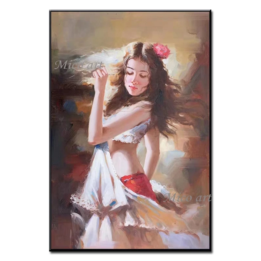 Новинка ручная работа балетная танцовщица Настенная картина маслом холст