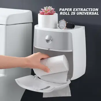 

Waterproof Wall Mount Toilet Paper Storage Box Roll Paper Tray Holder Shelf
