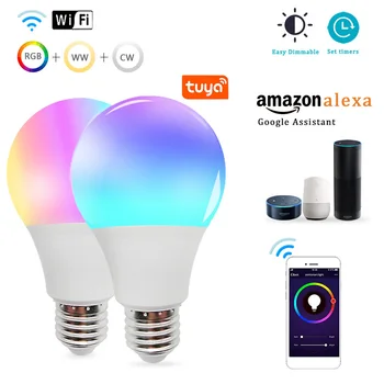 

Smart WiFi Light Bulb 12w 15w Color Changing Light E27 RGB LED Bulb Dimmable Alexa Compatible Tuya Smart Life APP Google