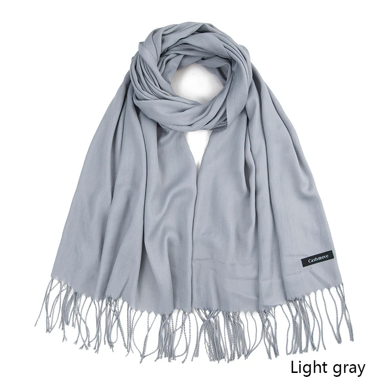 Light Gray Зимний шарф для женщин, теплый модный женский шарф, тонкие мягкие шали, одеяло, кашемировый платок на голову, Дамская Пашмина бандана - Цвет: Light Gray