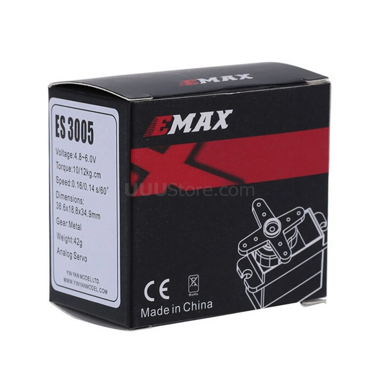 4 шт. EMAX ES3005 Аналоговый металлический водонепроницаемый сервопривод с