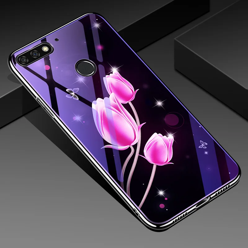 Чехол из закаленного стекла для телефона для huawei Honor 8x 7A 7c Honor 8 9 10 20 Honor V10 9 8 чехол s Покрытие синий светильник роскошный чехол Fundas - Цвет: 5