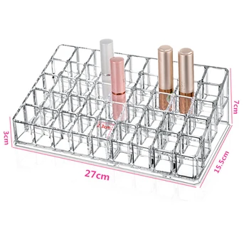 

20 Acrylic 45 Spaces Slash Desktop Lipstick Storage Box Transparent Cosmetics Makeup Organizer Holder Box Gift for Women