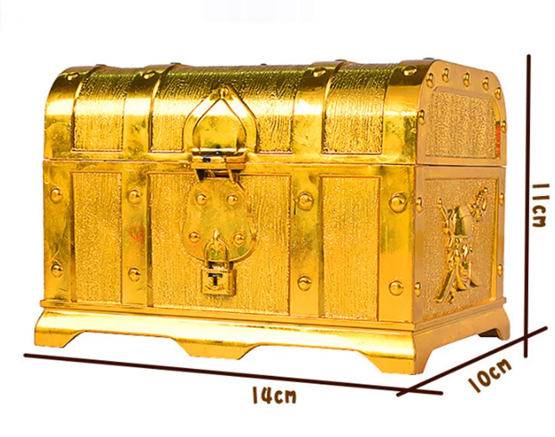Treasure Hunting Box Children Treasure Box Retro Plastic Large Box Toy Gold Coins and Pirate Gems Jewelry Playset Pack
