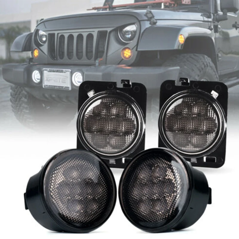 Светодиодный светильник с поворотом спереди для Jeep Wrangler JK 2007-2016 Желтый Янтарный