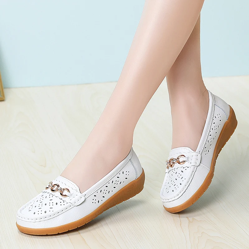 Summer Women Casual Flats Shoes Cut Out Loafer Office Slip-on Moccasins Plus Size 35-42 women shoes women flats casual shoes