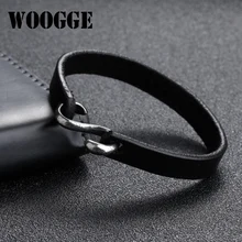 Мужской браслет черный / коричневый кожаный крючок браслет мужской браслет браслет