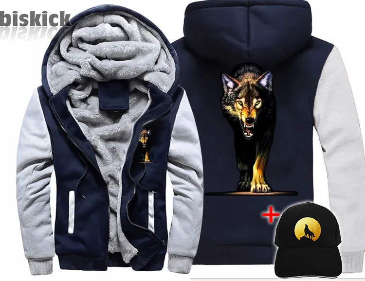 Wolf Veste loup regard одежда для мужчин wo men wolf dream плотное пальто куртка зимняя теплая Толстовка Топ толстовки - Цвет: Style 5 Asian size