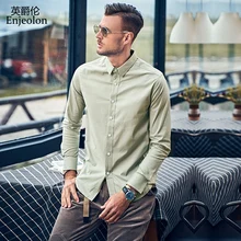 Enjeolon/брендовая Осенняя мужская Повседневная рубашка, однотонное с длинным рукавом, с отложным воротником, мужская верхняя рубашка, 3XL, большие размеры, Высококачественная CX2281-1