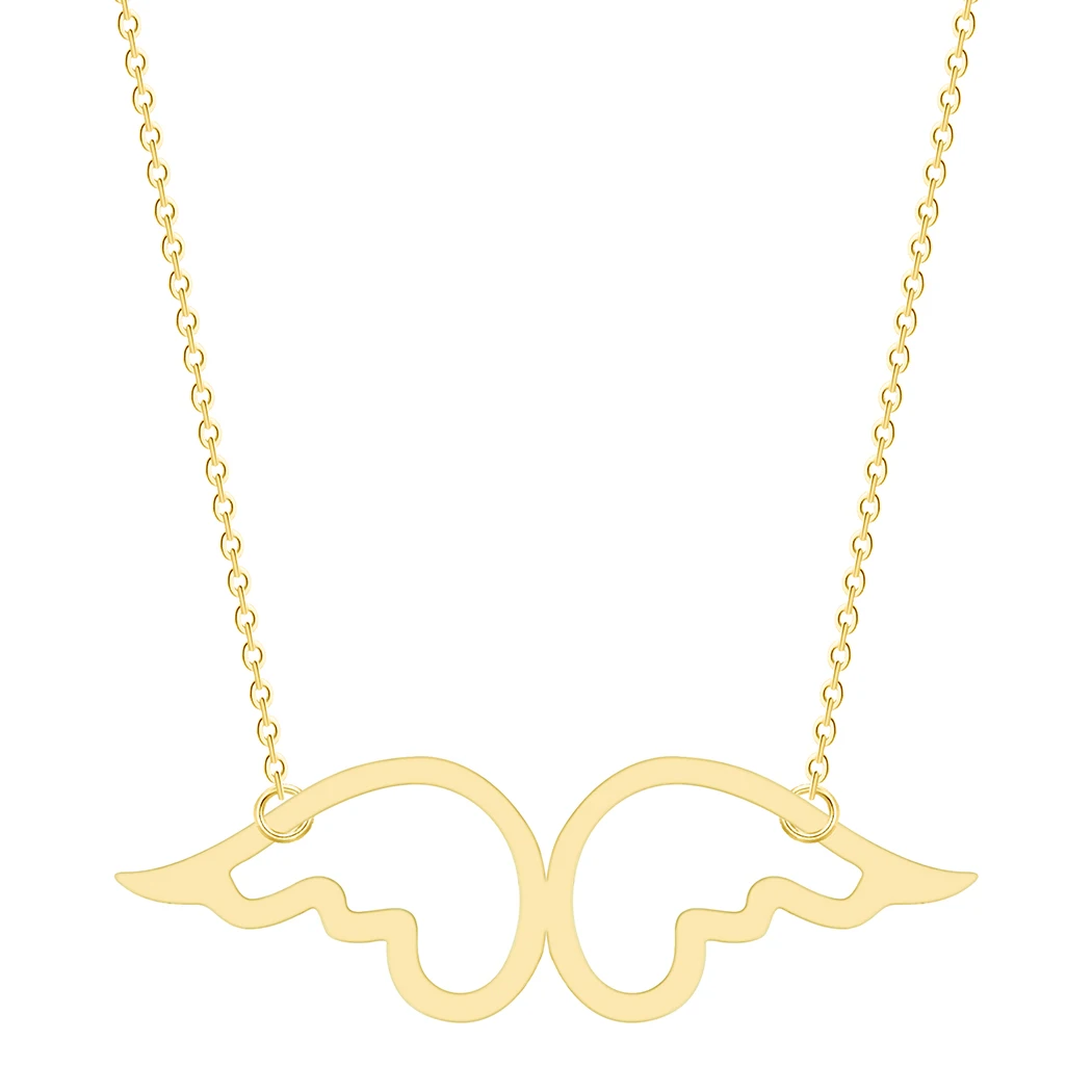 

Kinitial Lovely Angel Wing Pendant Statement Necklace Baby Female Choker Jewelry Vintage Gold Chain Necklaces for Women gift