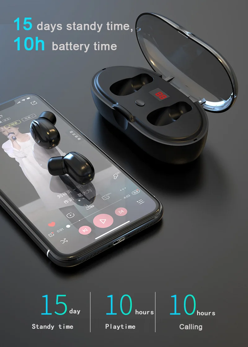 OGYA, беспроводные TWS 5,0, Bluetooth, стерео наушники, беспроводные наушники, наушники, 3300 мАч, светодиодный, умный, внешний аккумулятор, держатель для телефона W23