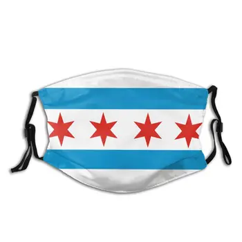 

Chicago Flag Reusable Mouth Face Mask with filter Anti Haze Dustproof Mask Protection Cover Respirator Mouth Muffle