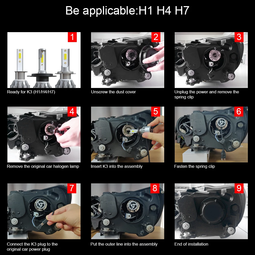 Автомобильные фары H7 светодиодные H4 Фары H1 HB3 HB4 лампы для авто H11 H8 9005 9006