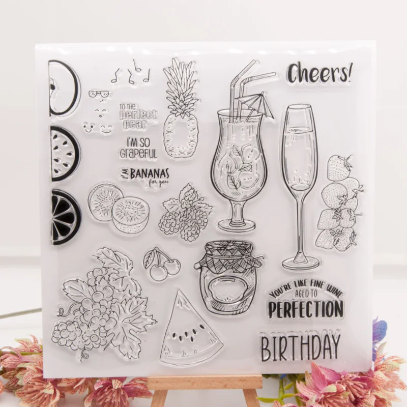 

1pc Fruit Drink Transparent Silicone Stamp Cutting DIY Hand Account Scrapbooking Rubber Coloring Embossed Diary Decor Reusable