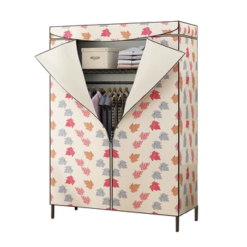 

Large space simple wardrobe steel pipe thickened fabric solid double bedroom assembled storage clothes cabinet