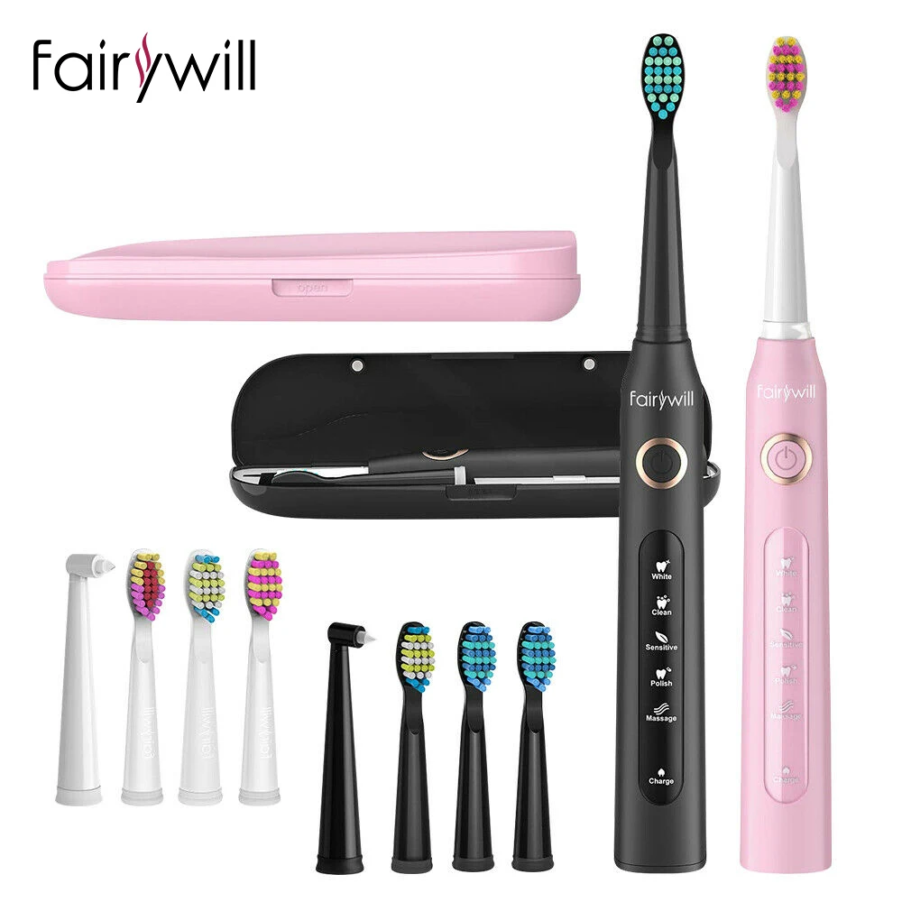 Fairywill Ultrasonic Automatic Tooth Brush Rechargeable Waterproof IPX7 Timer 5 Modes 3 Brush Heads Electric Toothbrush FW-507 Fairywill Ultrasonic Automatic Tooth Brush Rechargeable Waterproof IPX7 Timer 5 Modes 3 Brush Heads Electric Toothbrush FW-507