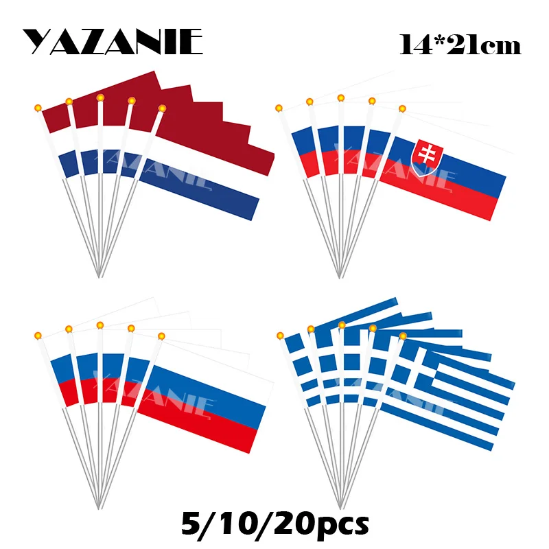 YAZANIE 14*21 см 5/10/20 шт Netherland Словакия Россия Греция маленький ручной флаг полиэстер страна Национальный