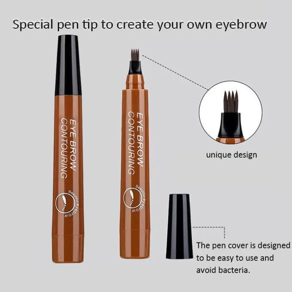 Микроблейдинг карандаш для бровей, 4 кончика, жидкая ручка для бровей, тату, 5 цветов, краска для макияжа бровей, водостойкий косметический карандаш для бровей
