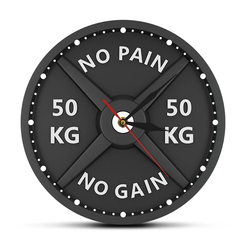 Strongman 50KG Creative Print Wall Clock Circular Gym Weight Lifting Dumbbell Bodybuilding Silent Acrylic Clock