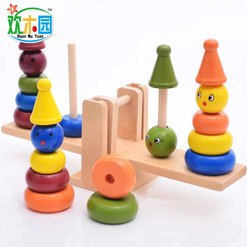 

CHILDREN'S Wooden Toy Clown Balance Educational ENLIGHTEN Jenga Building Blocks Toy