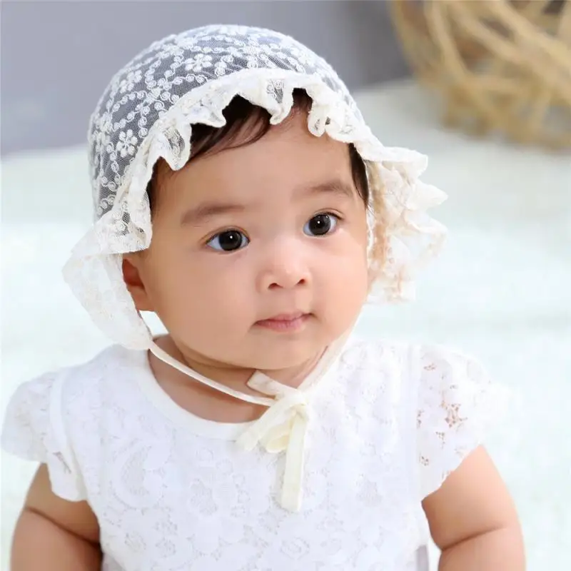 

2020 New Style Baby Lace Palace Cap Lace Children Hat Infant Baptism Photo Shoot Decorative Caps Accesories Wholesale