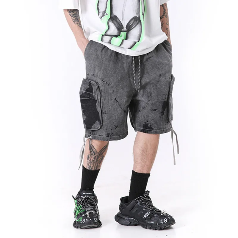 

/ Summer 2021 Spring New Original Men's Overalls Tie-dye Splash ink Overalls Men's Casual Pants