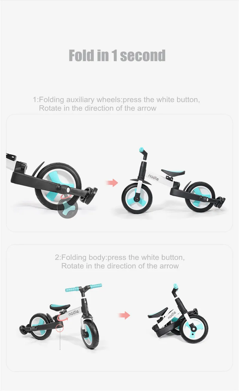 Bicicleta De Echilibru 5 In1, At Performance, Pliabila, Multifunctionala, Pedale Detasabile, Maner Parinte, Roti ajutatoare pliabile - Biciclete copii - atMag.ro