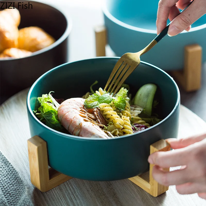 

Northern European Solid Color Ceramics Round Fruit Salad Bowl Home Decoration Tableware Fruit Plate/snack Plate