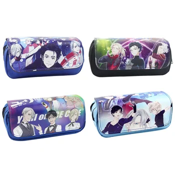 

Double Zipper Pen Pencil Cases Anime Yuri On Ice Designs Leather Canvas Pouch Cosmetic Bags Stationery Pen Case