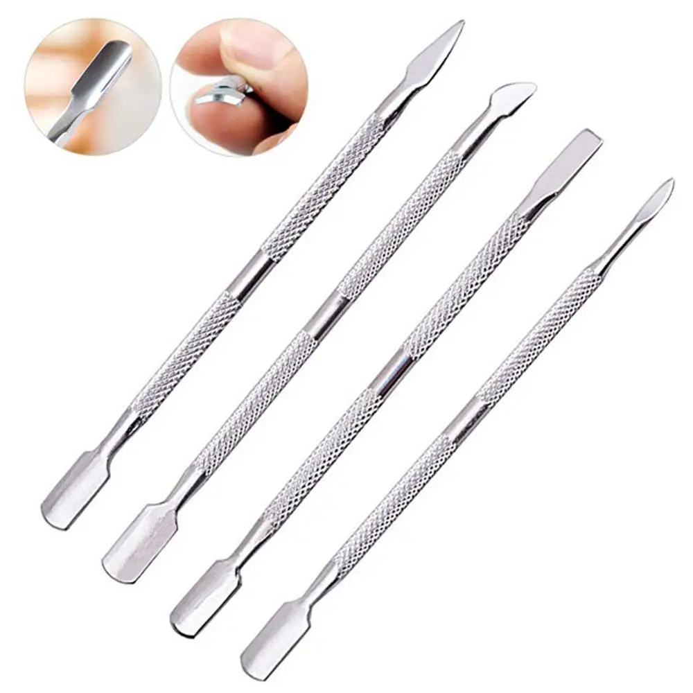 High Quality 4pcs  Spoon Nail Cuticle Remover Stainless Steel Nail Cuticle Pusher Remover Dead Skin Push Manicure Nail Care Tool