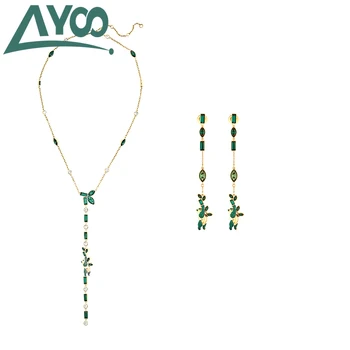 

AYOO high quality 2020 SWA fashion charm panda and bamboo ornaments women pendant necklace earring set
